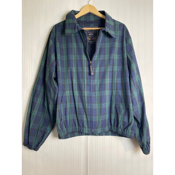 Aviator International VTG 95s Tartan Everyday Sports Bomber Jacket Mens Size L - Picture 1 of 15